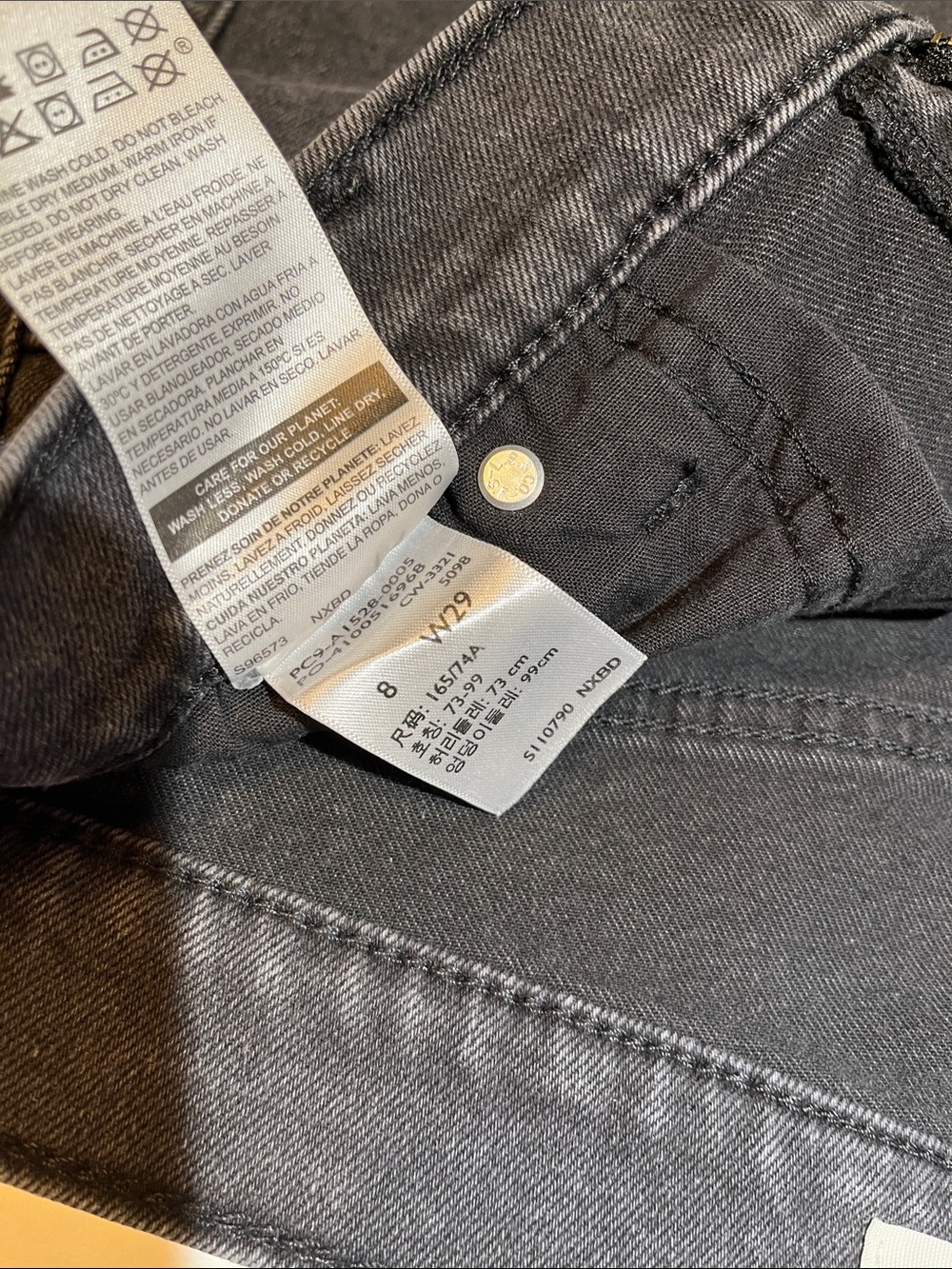 Levi's Black Frayed Hem High-Rise Denim Shorts - Picture 3 of 8